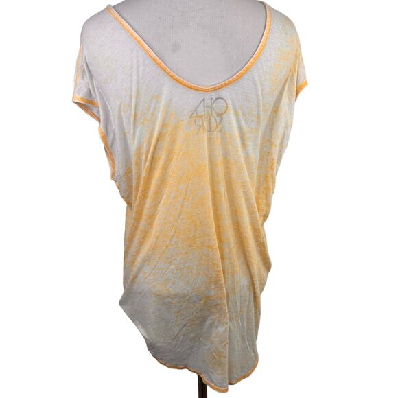 Chaser Yellow Burnout Imagine V-Neck Blouse Size Small - Picture 3 of 8